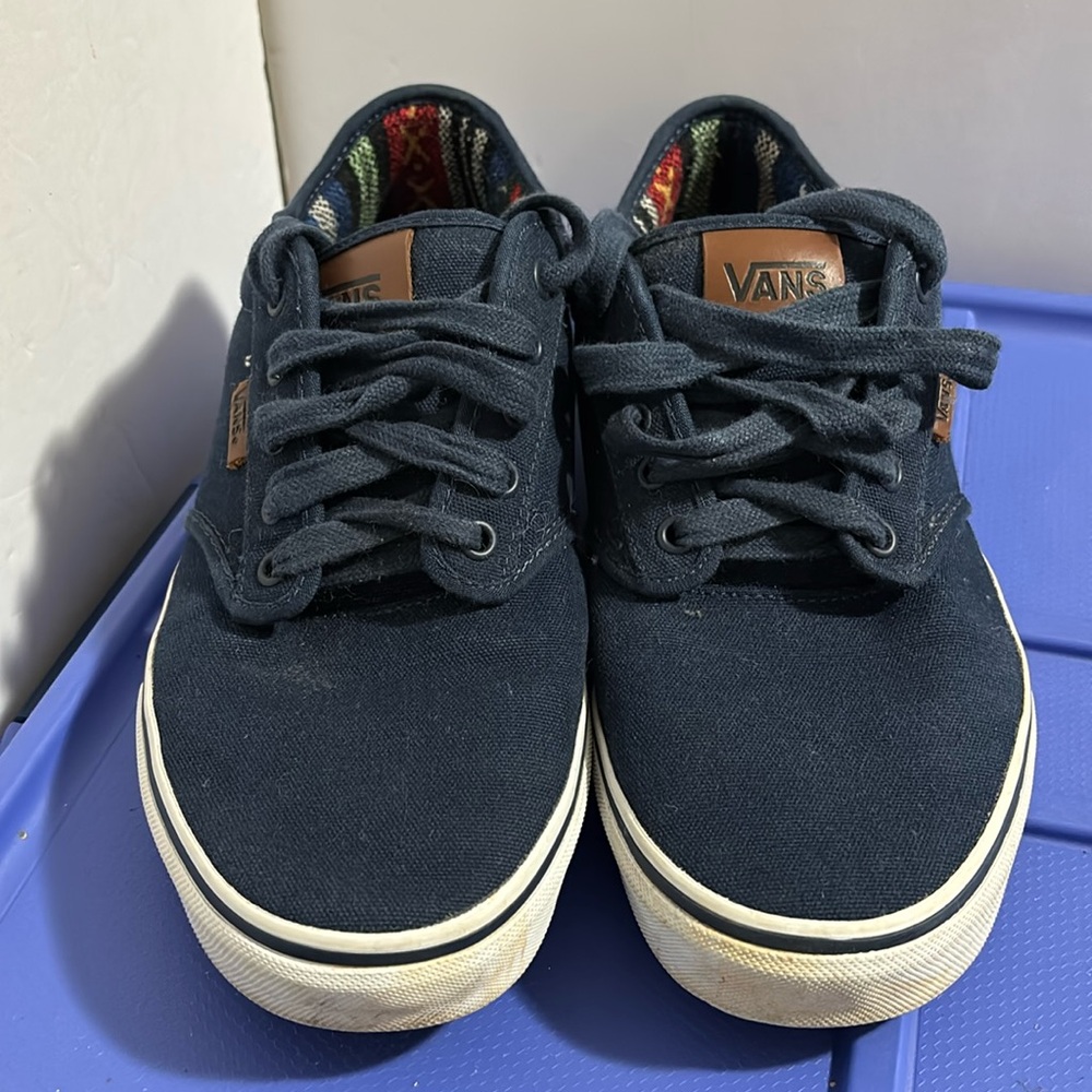 Vans Shoes Men’s Sz 10.5 Authentic Black Style Lace Ups EUC Dark Blue